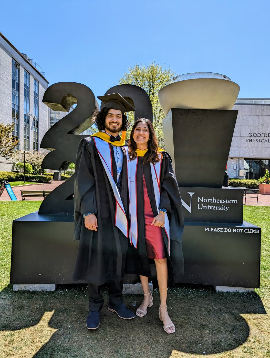 Abirami and Prateek at their graduation from Northeastern University