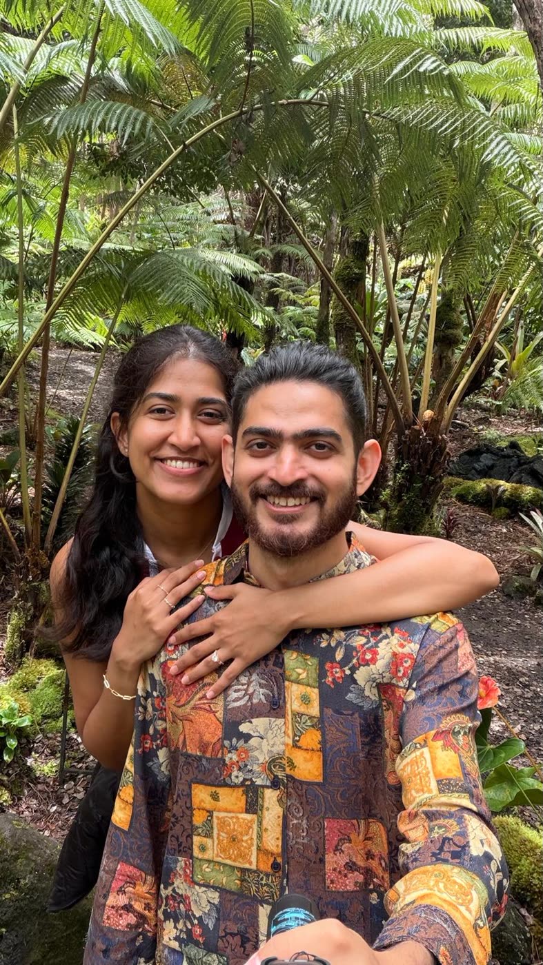 Abirami and Prateek among tropical ferns