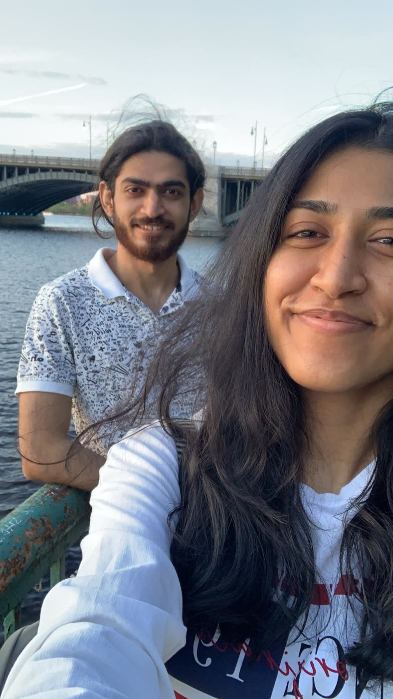 Abirami and Prateek by the river