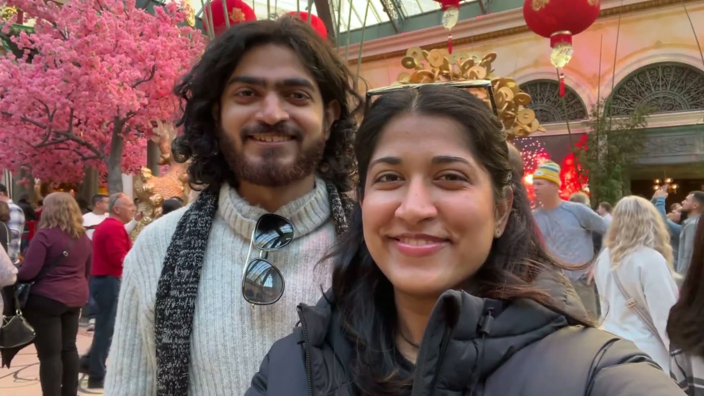 Abirami and Prateek among blossom decorations